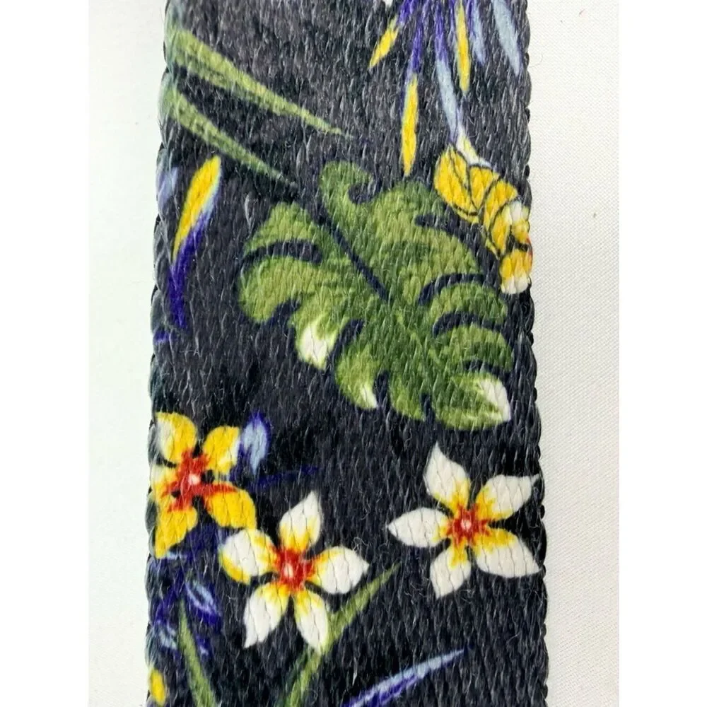 Stussy Navy Blue Yellow Tropical Floral Adjustable Nylon Unisex Belt